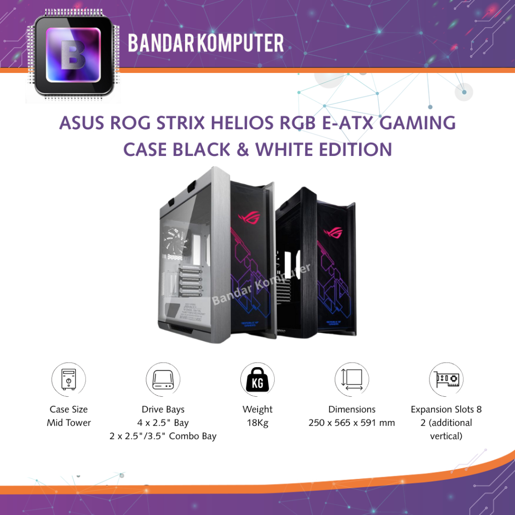 Jual ASUS ROG STRIX HELIOS RGB E-ATX GAMING CASE BLACK & WHITE EDITION ...