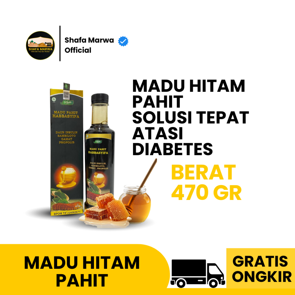 Madu Hitam Pahit Habbasyifa 470gr | Penurun Kadar Gula Diabetes Asam Urat