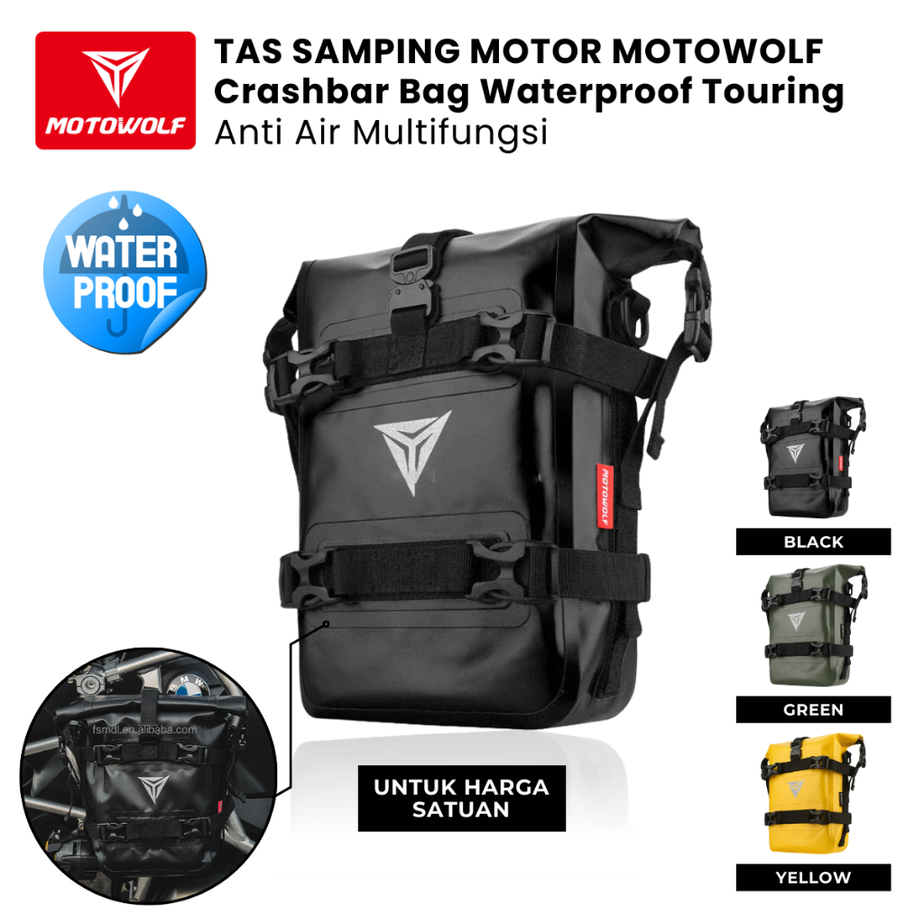 Tas Samping Motor Motowolf Crashbar Bag Waterproof Touring Anti Air Multifungsi