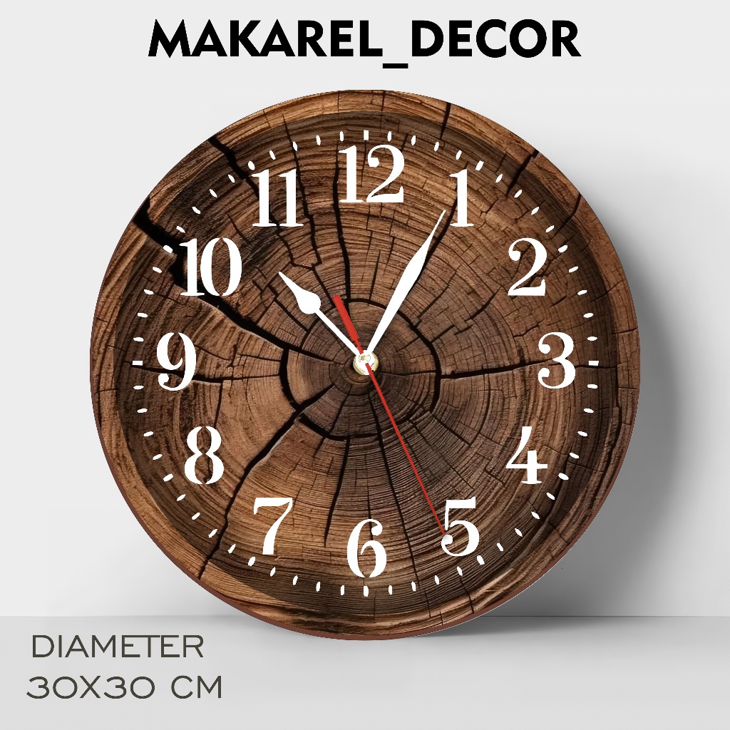 Jam Dinding Vintages Pajangan Dinding Dekorasi Kamar Rumah Wall Decor Motif Kayu MAKAREL_DECOR-MD-100