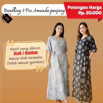 DELOFI Homewear Daster Amanda Panjang Maxi Dress Premium Rayon Viscose