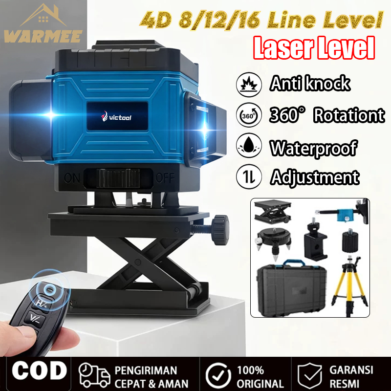 Jual WARMEE Laser Level 4D Multifungsi Waterpass 8/12/16 Line level ...