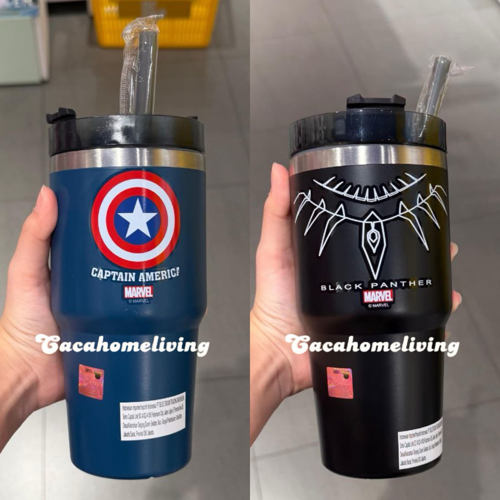 Jual Ohsome x Marvel - Botol Minum / Tumbler Stainless Steel With Straw ...