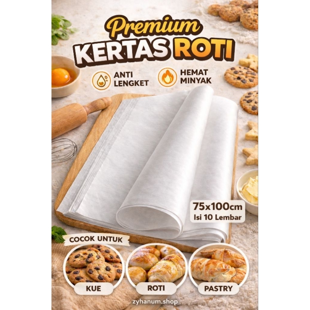 Jual KERTAS ROTI/ BAKING PAPER putih 75x100cm isi 10 lembar anti ...