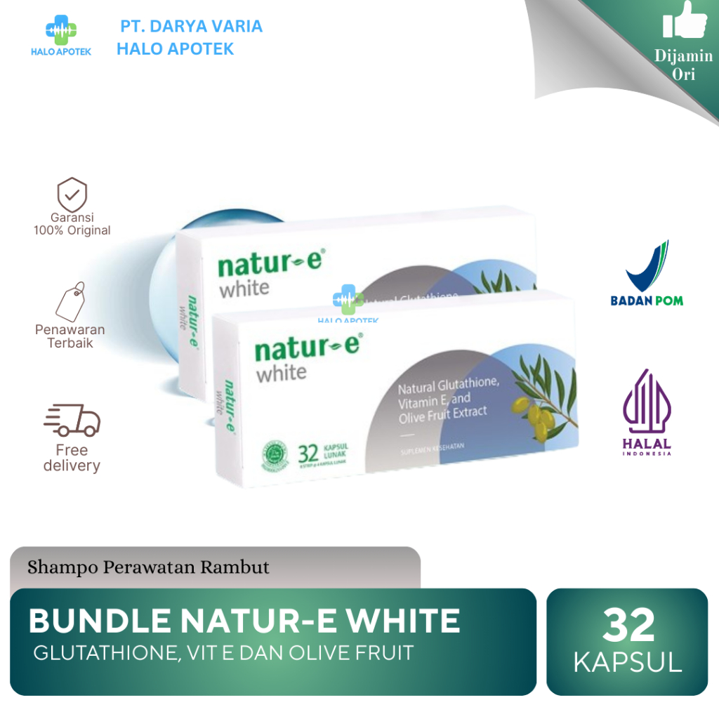 natur e glutathione Natur-E White Glutathione Soft Capsule 16's || Kapsul Putih Biru || Vitamin main image 1