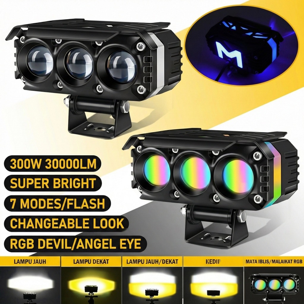 Jual Lampu Tembak Laser LED Devil Eye RGB 5 Mode 200W Super Terang Jauh ...