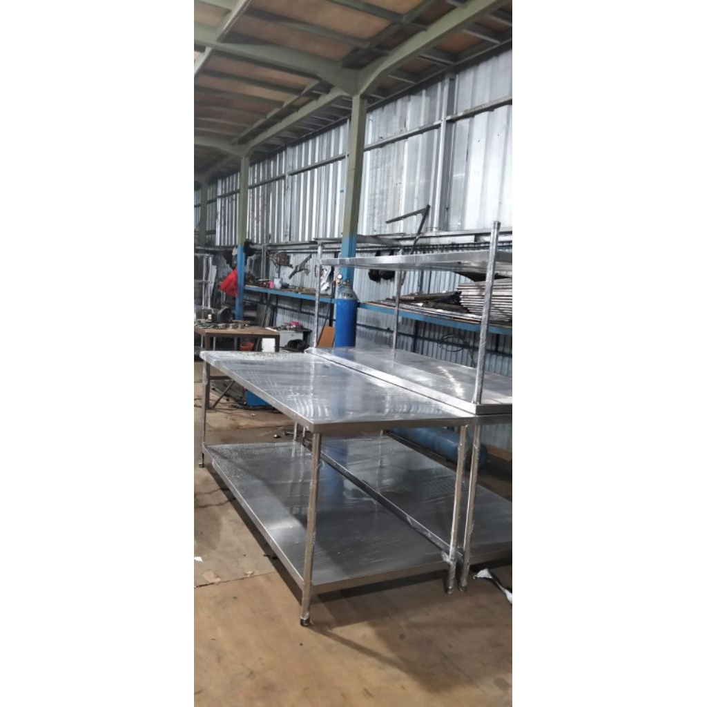 Jual Meja MBG 2 Shap Knock down Stainlesa 210 (150x70x85) 1mm | Shopee ...