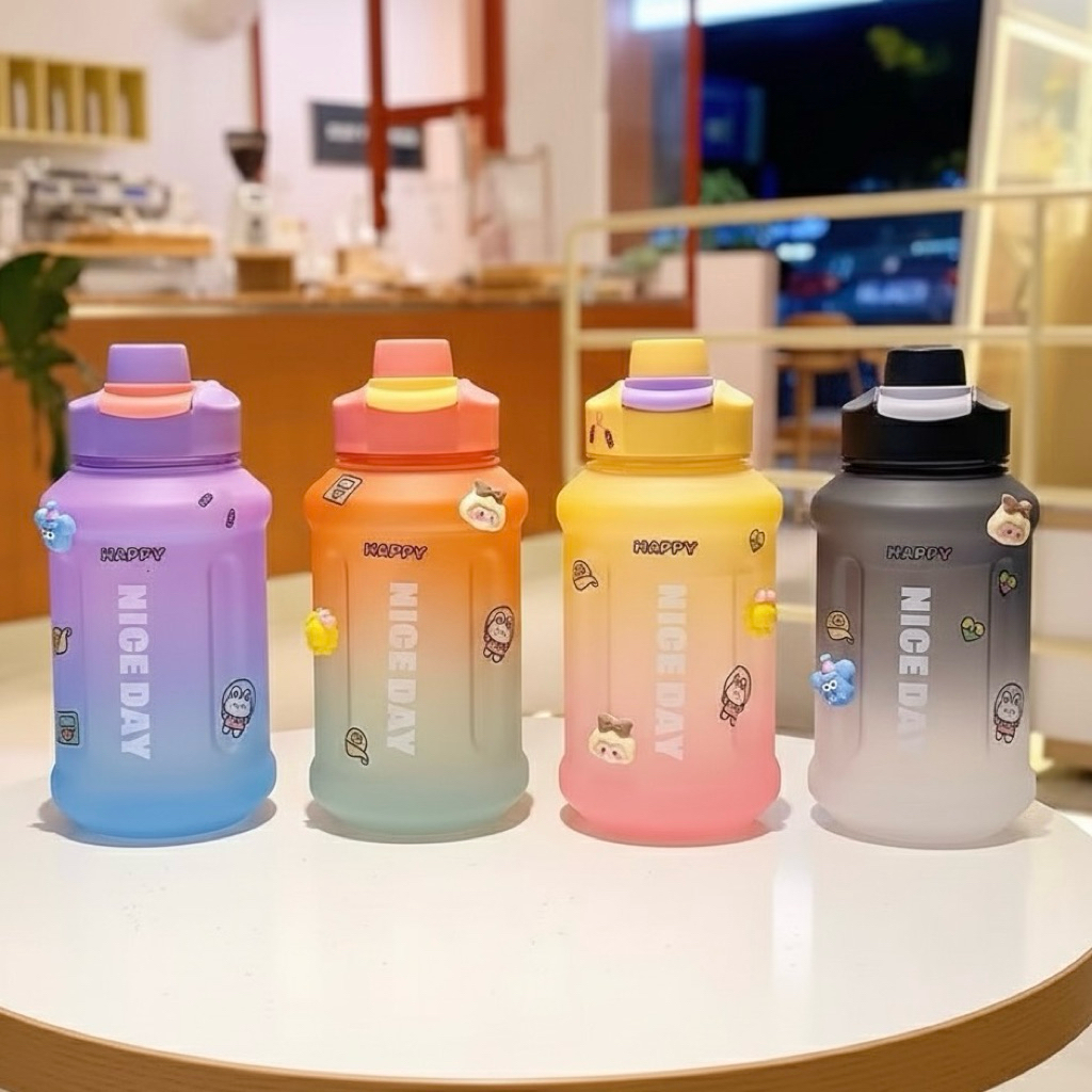 Jual Botol Minum Gradasi Viral 800ml Dengan Sedotan/Botol Gradasi Viral ...