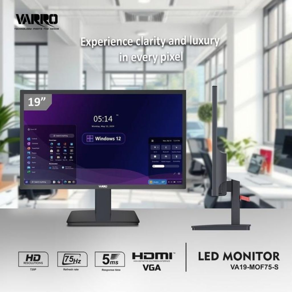 Jual MONITOR LED VARRO VA19-MOF75-S 75Hz 5ms HDMI VGA GARANSI RESMI ...