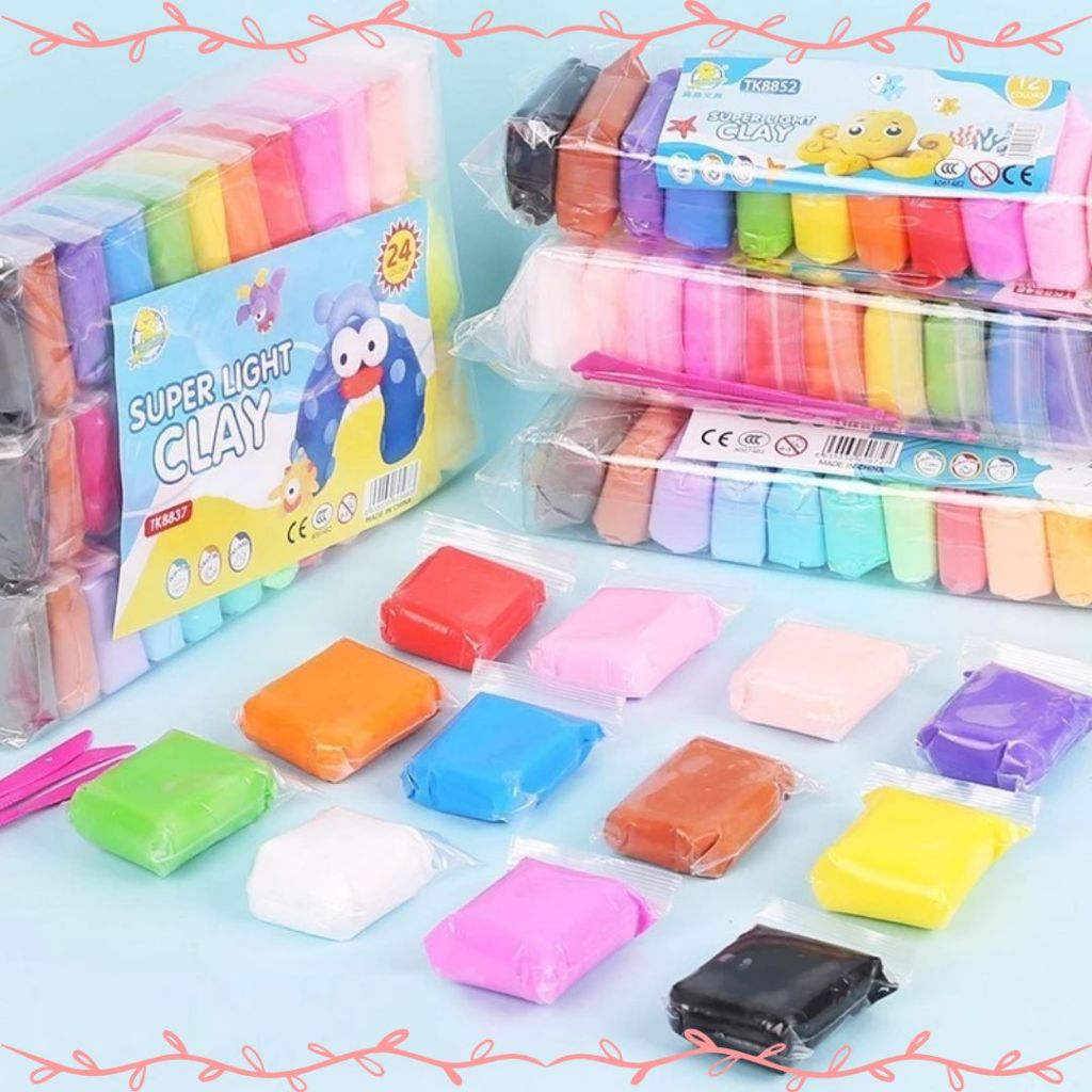 Jual Clay Mainan Anak isi 12 Pcs Clay 12 Warna Slime Clay Magic Clay ...