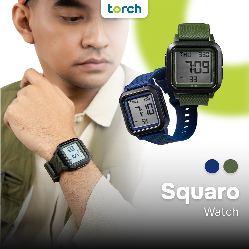 Jual TORCH Squaro Jam Tangan Pria Wanita Unisex Digital Analog - Watch ...