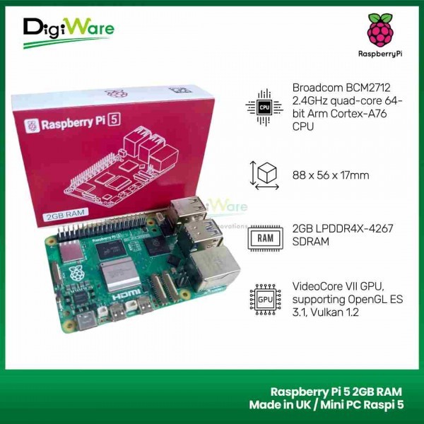 Jual Raspberry Pi 5 2GB RAM Made in UK / Mini PC Raspi 5 | Shopee Indonesia