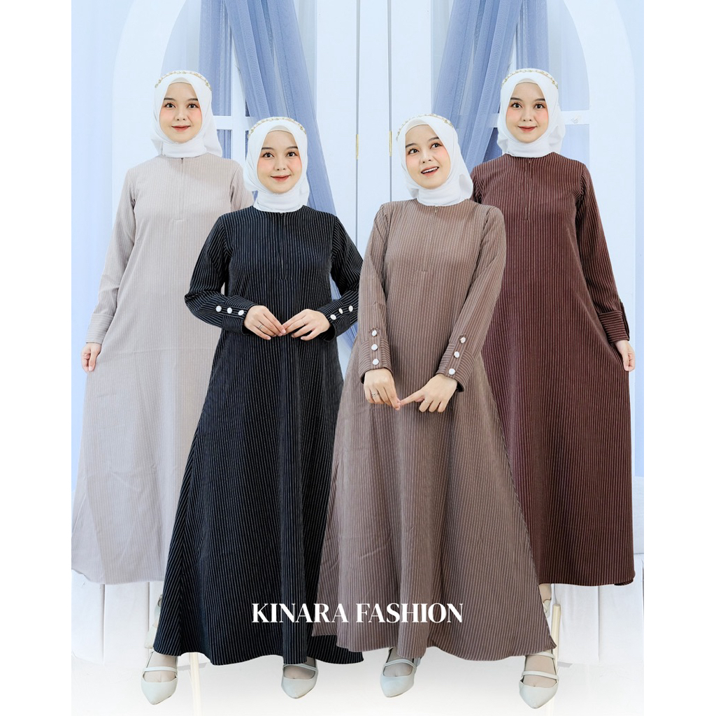 NAURAA DRESS GAMIS LEBARAN SIMPEL MEWAH BAHAN MALLORCA ORIGINAL