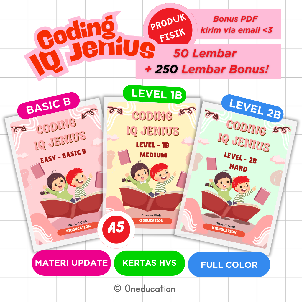 Jual 300 Lembar Worksheet Coding Anak PAUD TK SD | 50 Lembar Cetak A5 ...
