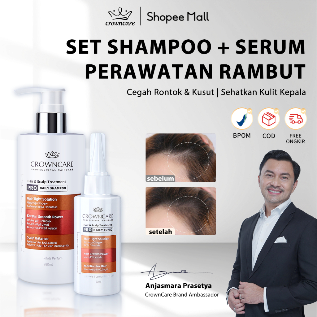 Jual CrownCare Paket Perawatan Rambut Anti Rontok | Shampoo & Serum ...