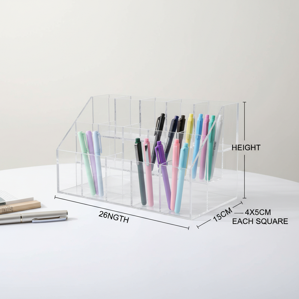 Jual Rak Pulpen Acrylic Organizer Meja Belajar Holder Tempat Pensil ...