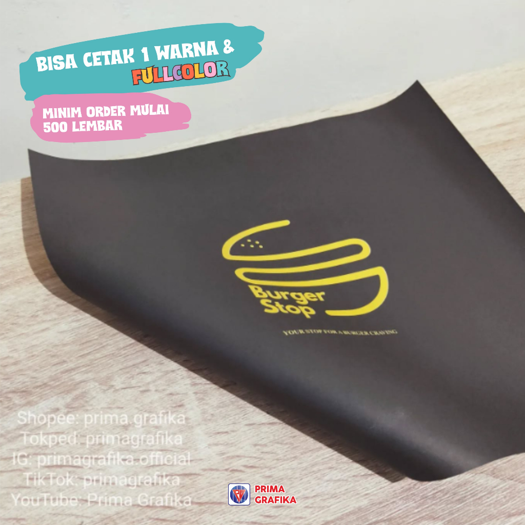 Jual CUSTOM Kertas Roti Foodgrade 18 x 18 cm - Wrap Paper / Kertas ...