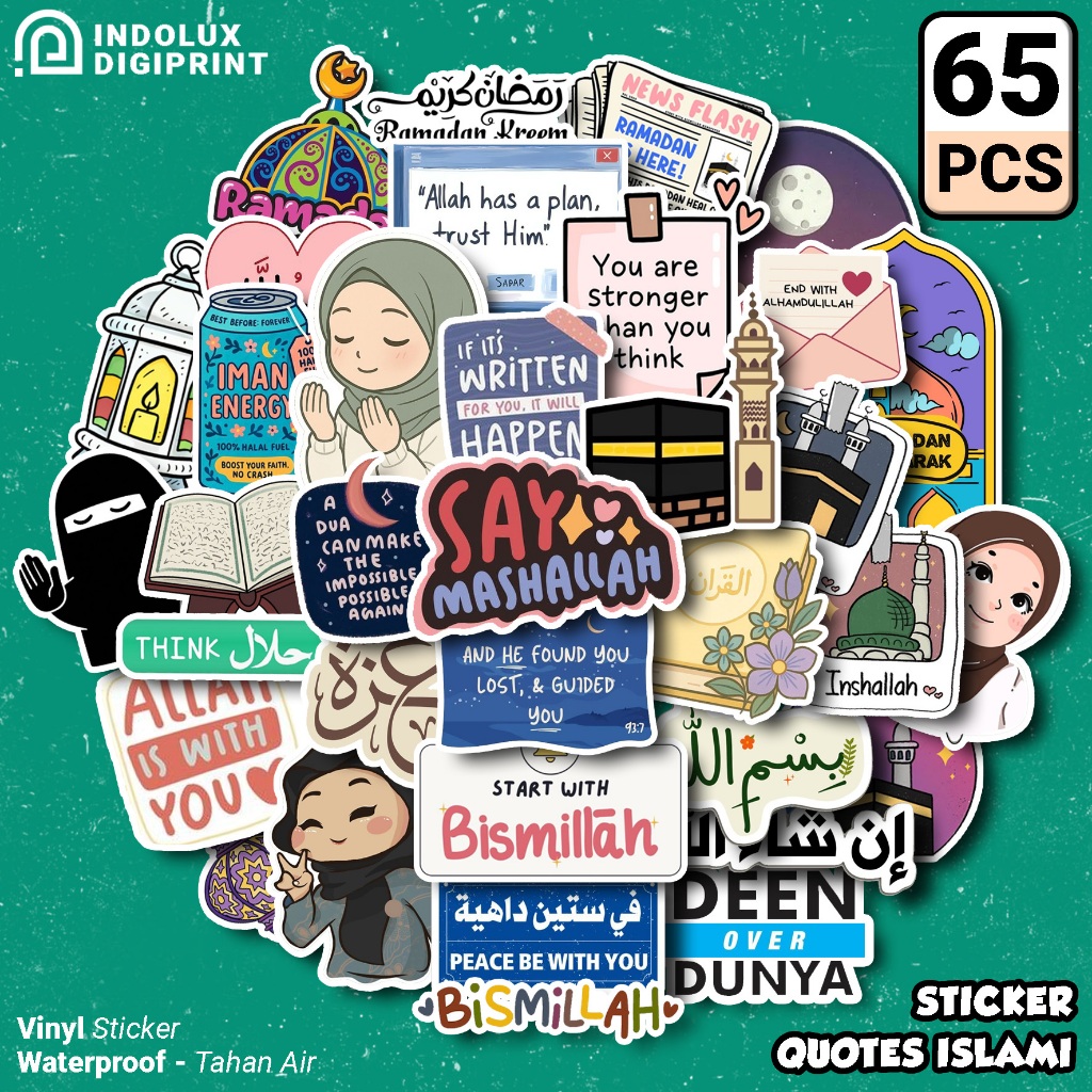 Jual Stiker Islami Quotes 65 Pcs Sticker Aesthetic Muslim Pack Idul ...