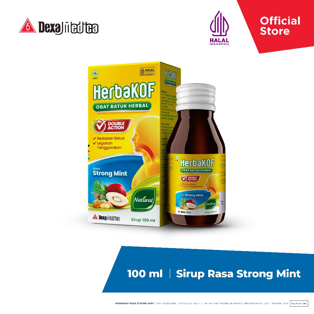 Jual Herbakof Sirup Obat Batuk Herbal Rasa Strong Mint 100ml | Shopee ...