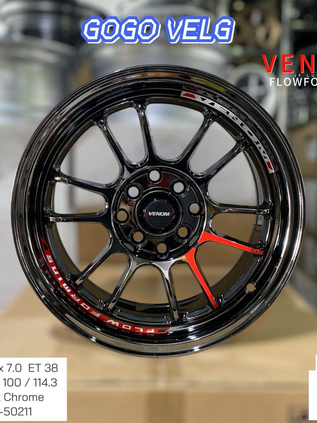 Jual Velg Mobil R15 Venom PCD 4X100/114,3 Lebar 7 ET38 Black Chrome ...