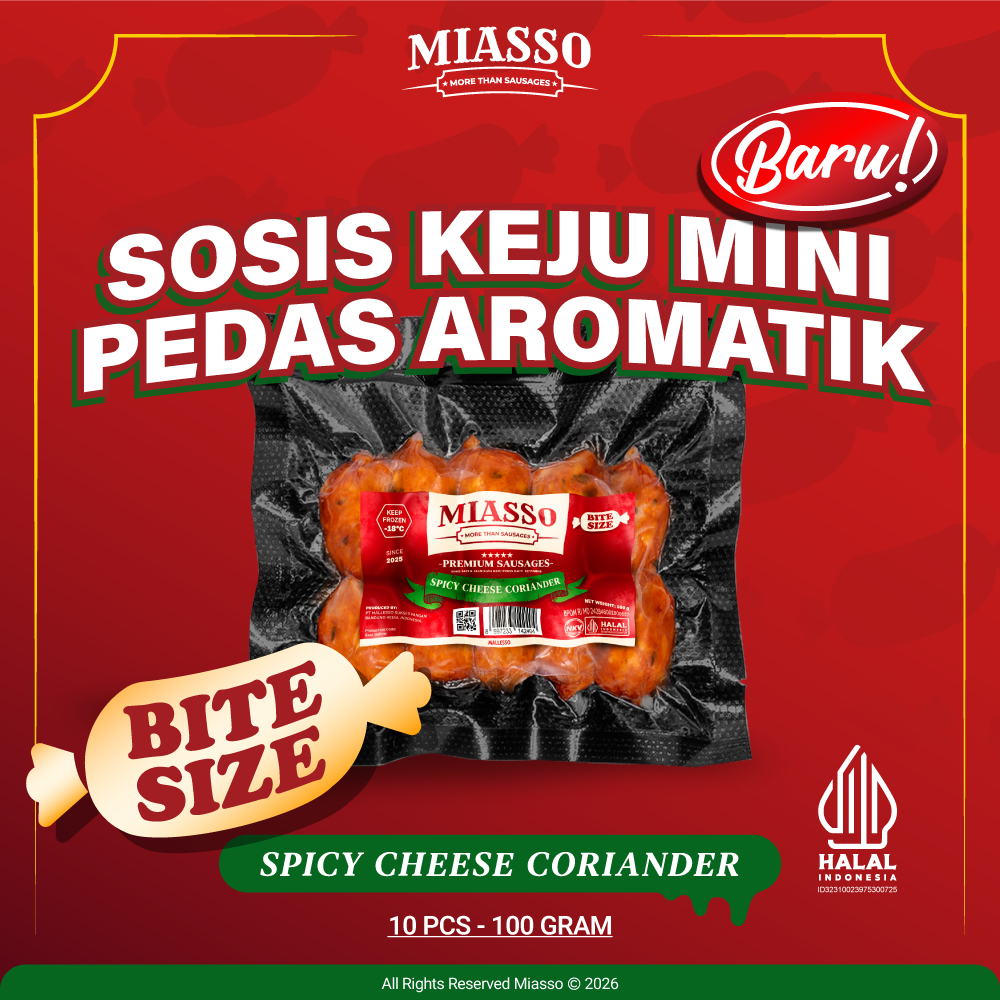 Jual MIASSO Spicy Cheese Coriander Bite – Sosis Keju Lumer Halal ...