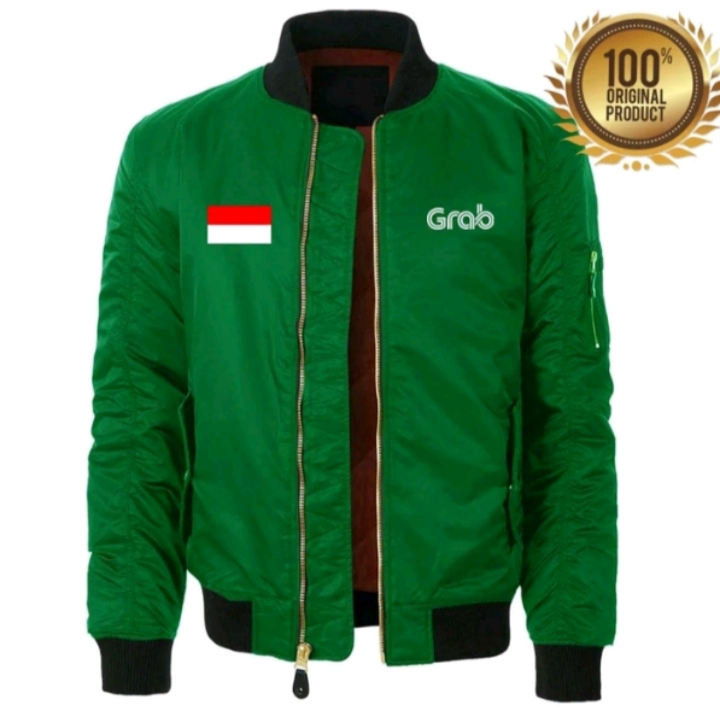Jual Diskon !!! Jaket Bomber Pria Grab Tebal Terbaru Jakey Ojol Grab ...