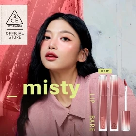 3CE Misty Lip Bare Liptint Shiny Melembabkan Ringan Transferproof Ringan Natural Korean Make Up