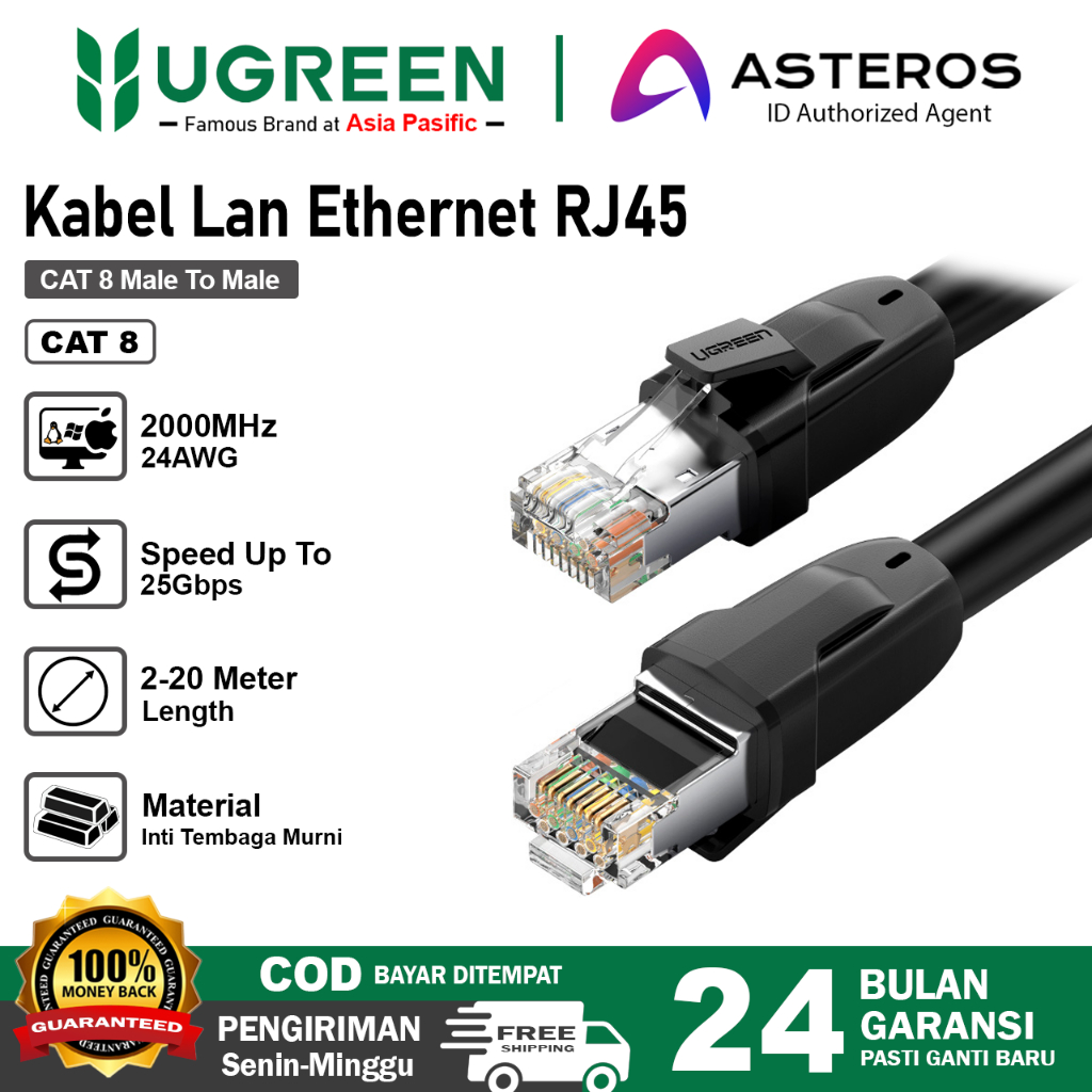 Jual UGREEN Kabel LAN Cat 8 RJ45 Ethernet Network 25Gbps Pure Cord 2M ...