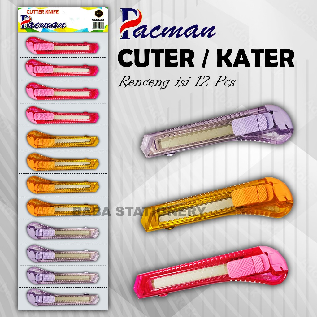Jual Kater Renceng Besar / Cutter Renceng Besar Pacman isi 12 Kater ...