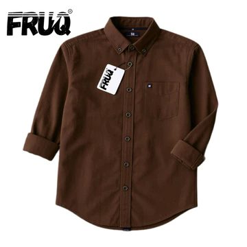RUMAHAGEMAN Kemeja Polos Pria Lengan Panjang Warna Mahogany