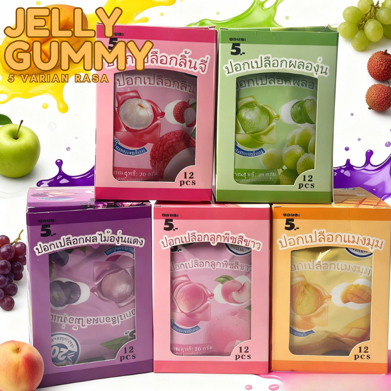 Jual Permen Jelly Gummy 5 Rasa Maggo Grape Peach Anggur Hijau Lechee ...
