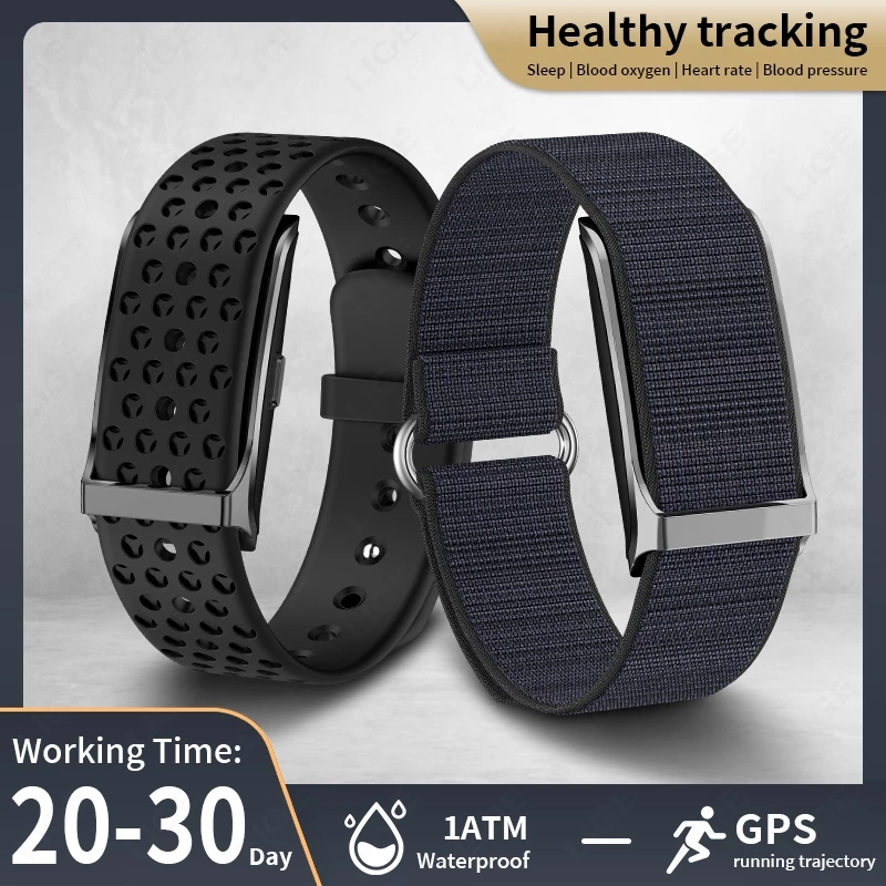 Gelang pintar LIGE desain minimalis tanpa layar di pergelangan tangan cocok untuk olahraga dan gym