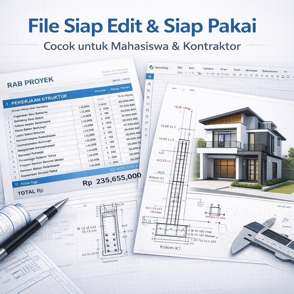 Jual Template RAB & Gambar Kerja Lengkap (Excel, DWG, SketchUp) – 25 ...