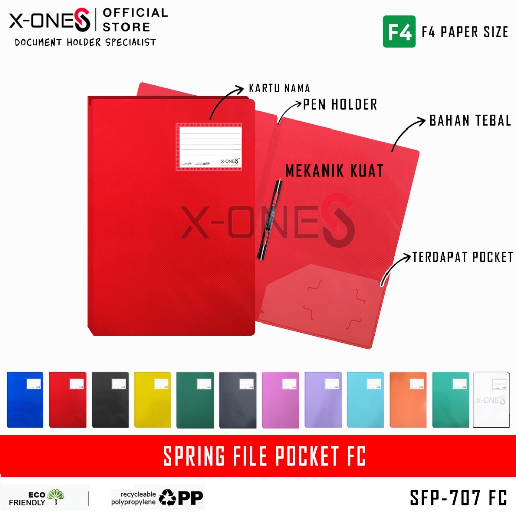 Jual X-ONE SPRING FILE POCKET FOLIO MAP SNELL KANTONG FC / SFP-707 FC ...