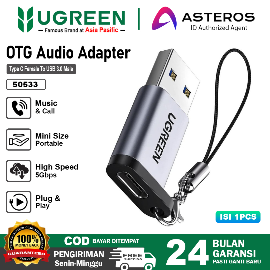 Jual UGREEN OTG Adapter USB Type C Female To USB A 3.0 Male Max 5Gbps ...
