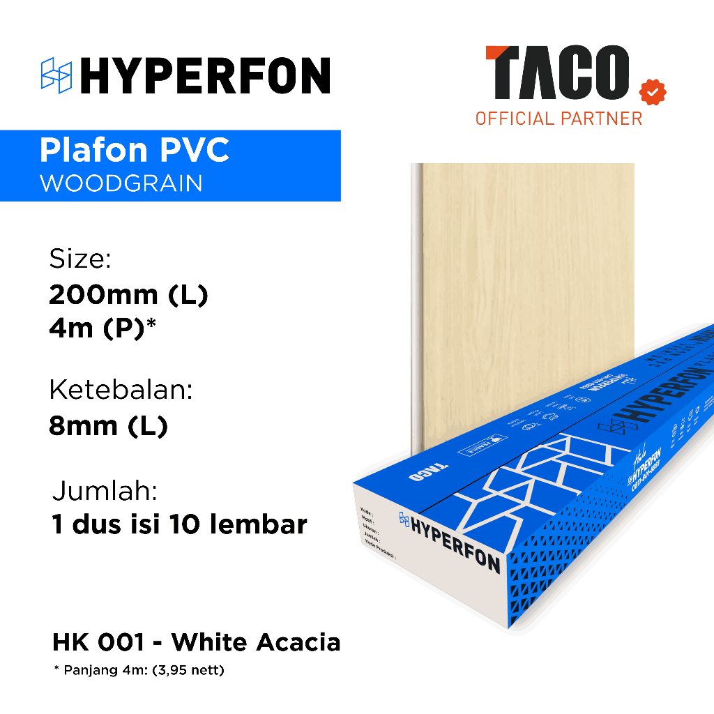 Jual Hyperfon Plafon PVC Serat Kayu Doff Tebal 8mm Per Box Isi 10 ...