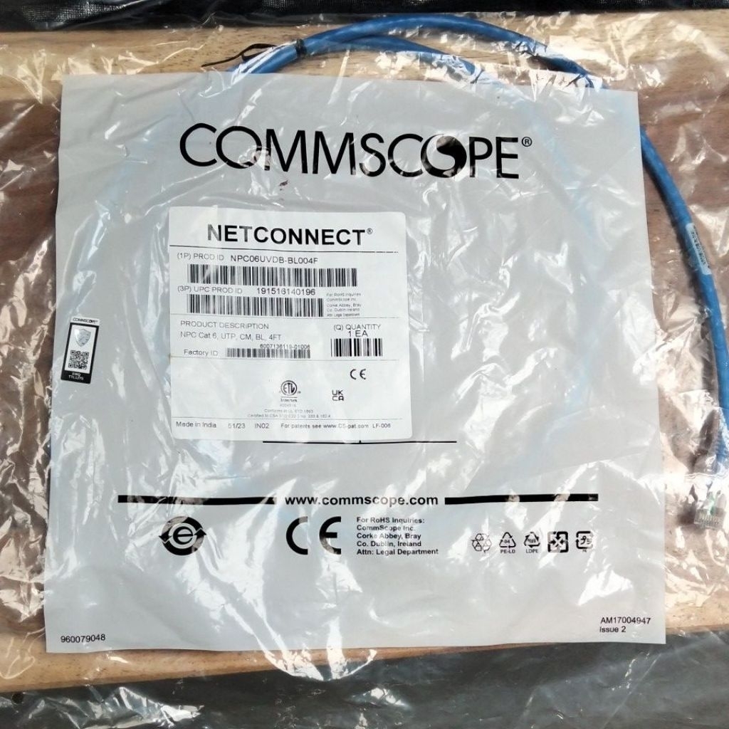 Jual Commscope Patch Cord Cat. 6A Shielded NPC Cat 6, UTP, CM, BL, 4FT ...