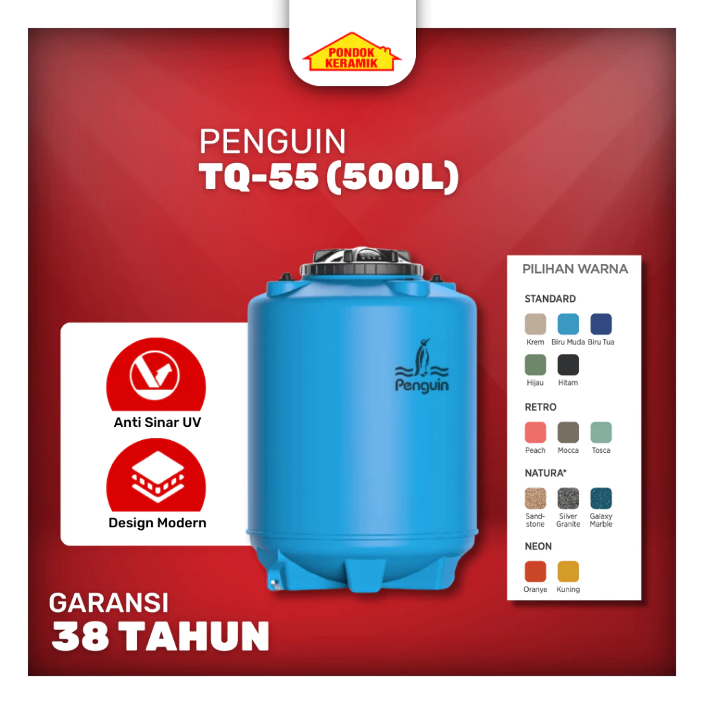 Penguin TQ-55 500 Liter Toren Tandon Tangki Air Underground Tank Berbagai Warna
