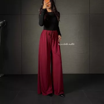 BYACLOTH Zen Loose Pants Celana Panjang Baggy Kantor Kuliah Wanita Casual Cewek Kulot Hitam