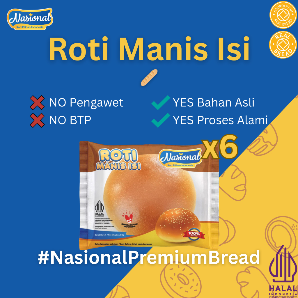 Jual NASIONAL Roti Manis Isi Pisang Keju x6 (Halal Tanpa Pengawet ...