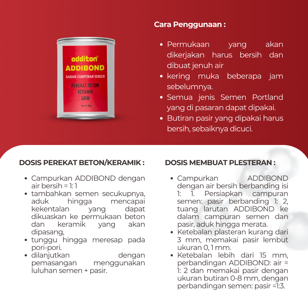 Jual ADDITON Addibond 1 Kg – Perekat Beton & Keramik / Bahan Campuran ...