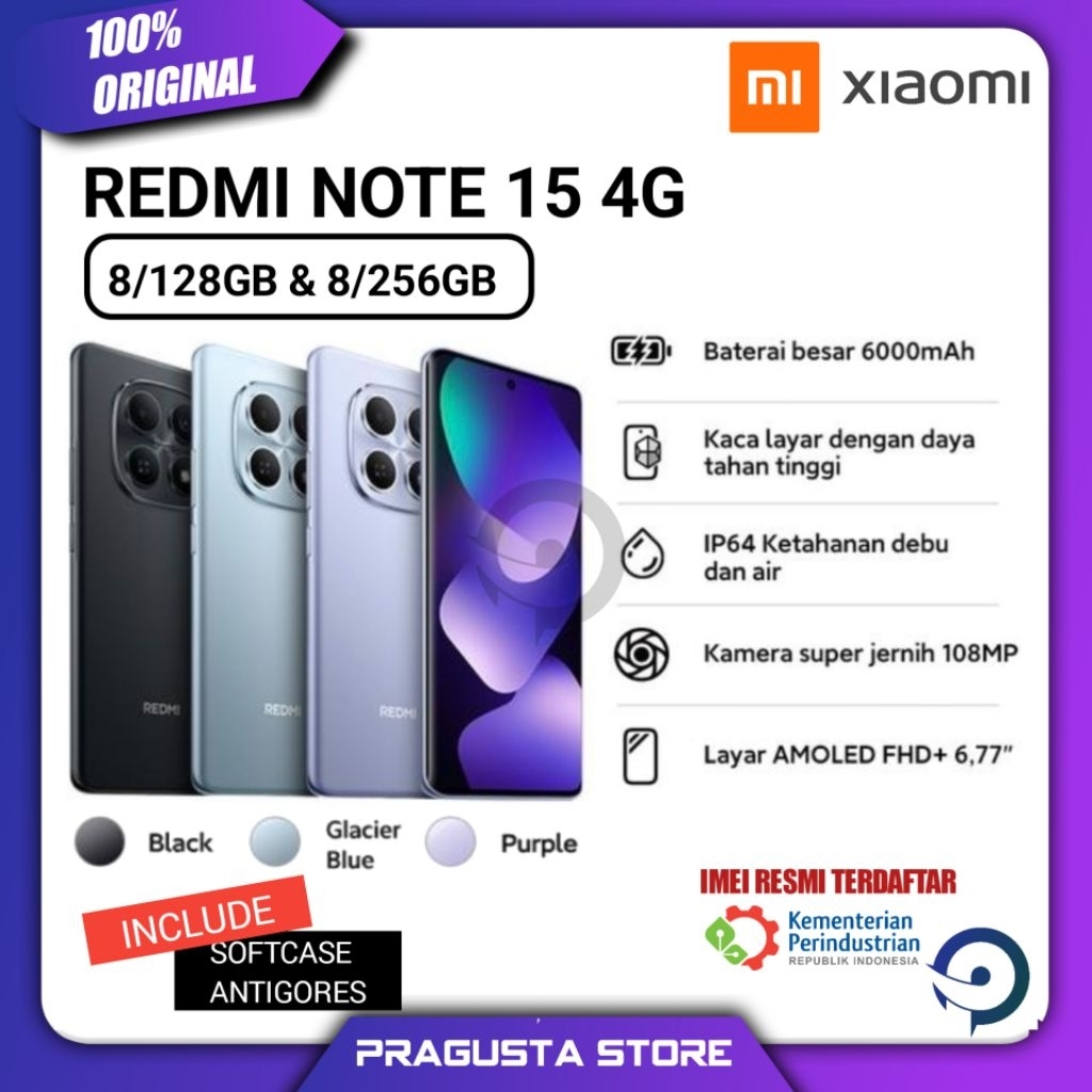 Xiaomi Redmi Note 15 4G 8/128GB & 8/256 GB Original 100% Garansi Resmi Indonesia