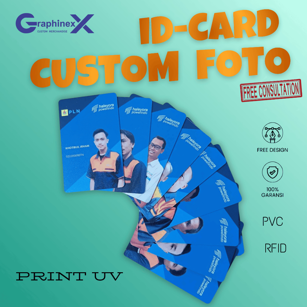Jual Cetak ID Card Custom Foto & Logo Perusahaan - Kartu Nama Karyawan ...