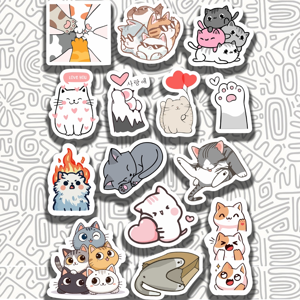 Jual Sticker Aesthetic Cat Kucing || Stiker Kucing Cat Lovers | Shopee ...