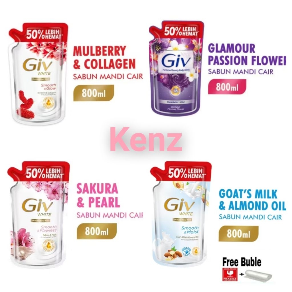 Giv Sabun Mandi Cair Mulberry / Flower / Sakura / Almond  800ml