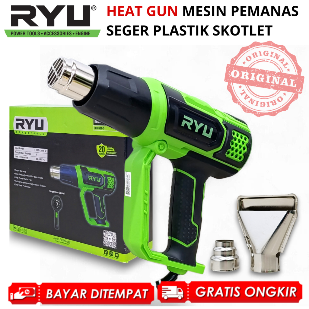 Jual RYU Heat Gun Mesin Pemanas Skotlet Segel Plastik 2 Mode Blower ...