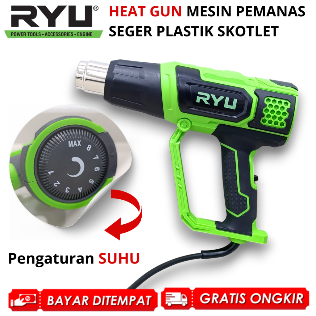 Jual RYU Heat Gun Mesin Pemanas Skotlet Segel Plastik 2 Mode Blower ...
