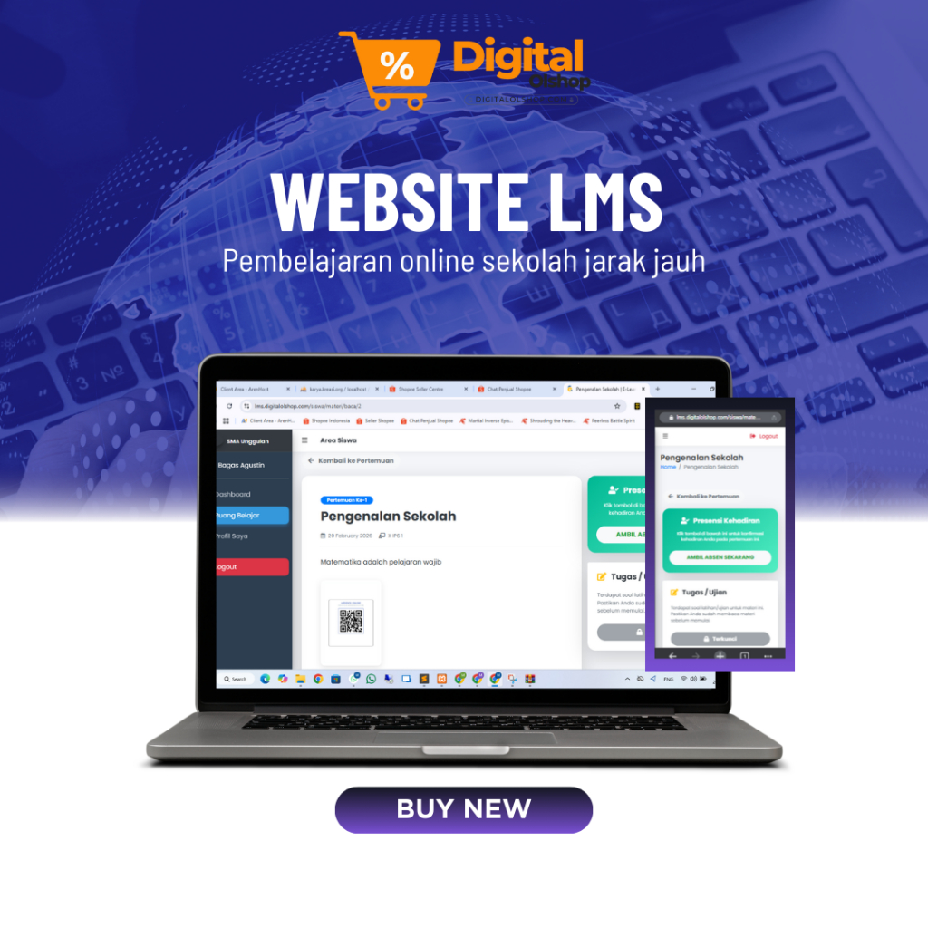 Website LMS Sekolah | Materi , Ujian Evaluasi Materi