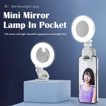 Selfie Ring Light 9 Levels Mirror Clip Dengan 3 Suhu Warna