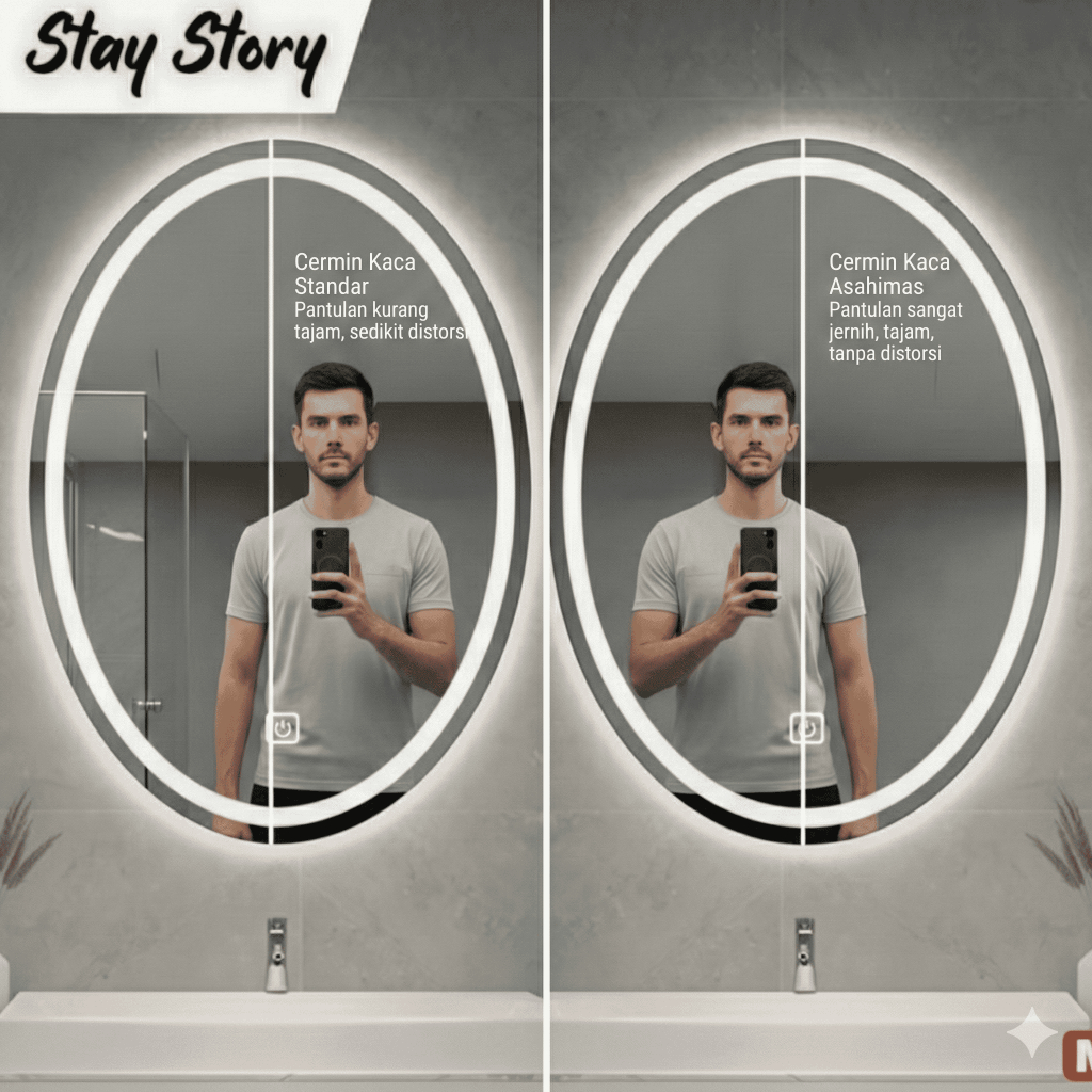 Jual Cermin LED Kamar Mandi Oval (Elips) – Smart LED Mirror | 3 Warna ...